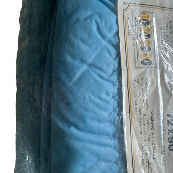 Vintage New Old Stock Beacon Napped Thermal Twin/Full Blanket Blue Satin Edge - Picture 6 of 14